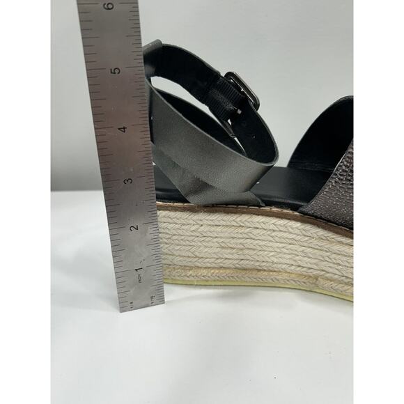 Diba True Day Line 10 Espadrille Black Gunmetal Leather Platform Espadrille NIB - Picture 7 of 8